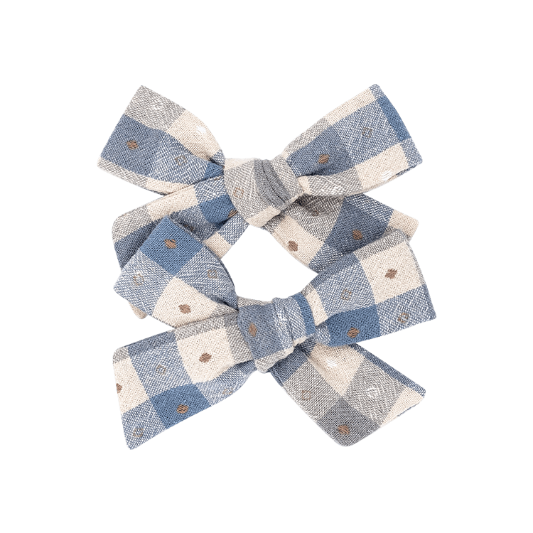 Haybow Checkered Blue Petit Frankie Bow