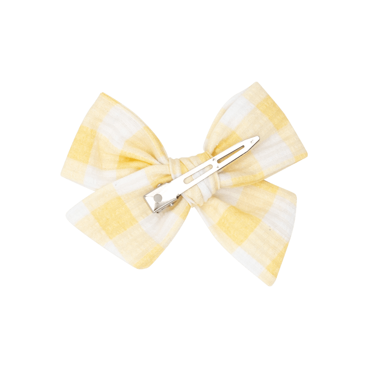 Gingham Corn – Large Pinwheel Bow – Clip