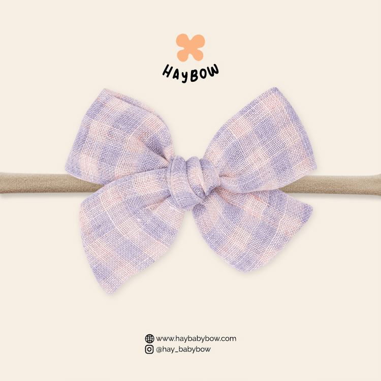 Gingham Mermaid – Large Pinwheel Bow – Nylon Headband