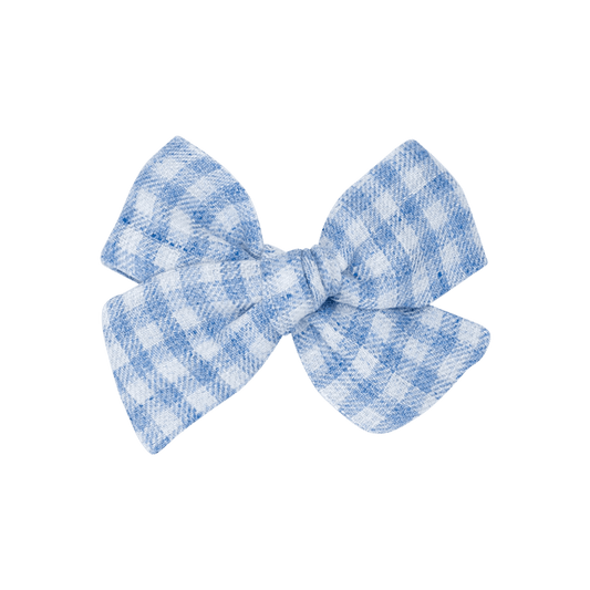 Gingham Blue – Large Pinwheel Bow