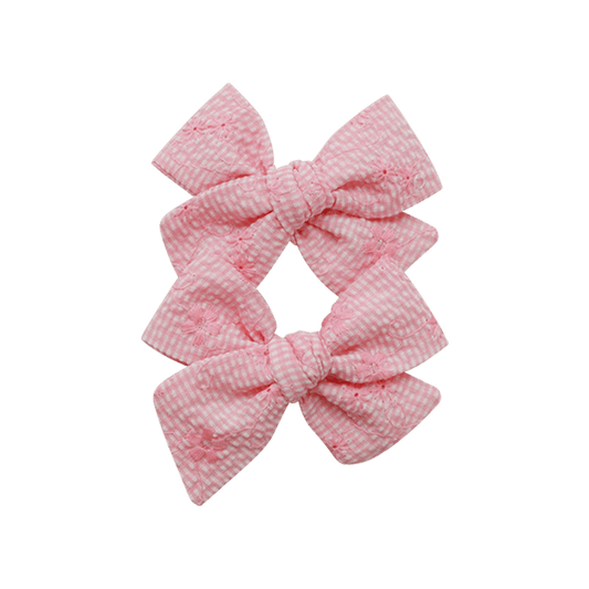 Textured Pink Poppy – Petit Pinwheel Bow